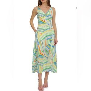 MAGGY LONDON Striped Midaxi A Line Dress Size 8